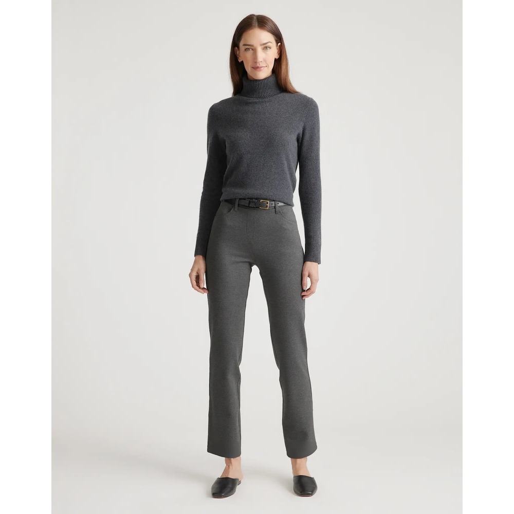 Quince Straight Leg Pants Womens M Gray Ultra-Stretch Ponte Workwear Minimal